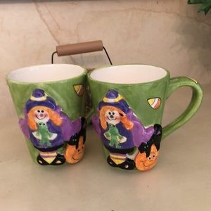 2 NWT Halloween  witch ceramic mugs
